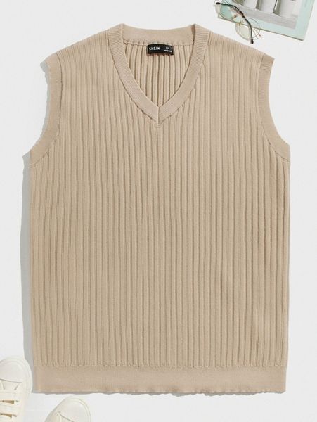 

men v neck rib-knit sweater vest g6v7#, White;black