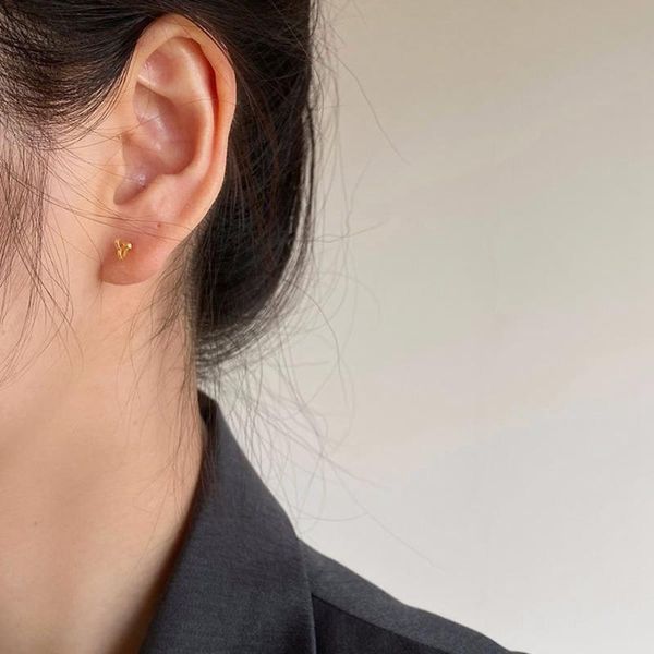 

stud 1 pair rotating screw mini simple love earring women temperament elegant hollow heart ear studs, Golden;silver