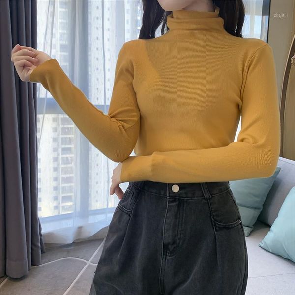 

women's long sleeve high collar slim korean version versatile sweaters, White;black