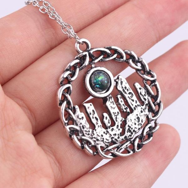 

pendant necklaces vintage punk outlander choker necklace circle knot pendants white crystal men women statement, Silver