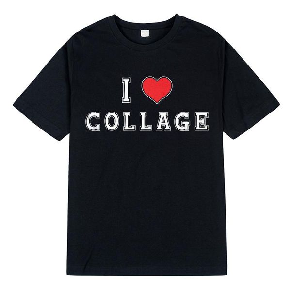 

men's t-shirts i love collage shirt soft cotton premium shirt. funny college tee, White;black