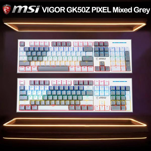 

keyboards mechanical keyboard wired gaming rgb msi vigor gk50z pixel mixed grey 104 cyan red switch for game lappc