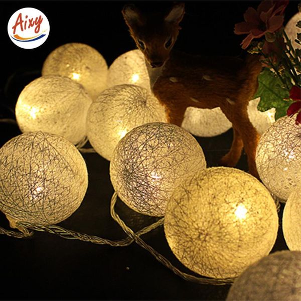 

battery string lights 2m 10pcs white cotton balls garland fairy party wedding patio christmas decor led strings