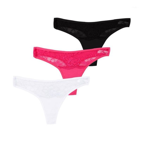 

women's panties 3pcs solid color lingerie lace hollow low waist cotton briefs female underpants thong underwear s-xl, Black;pink