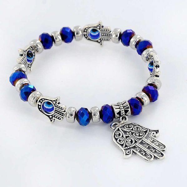 

hand catenary jewelry fatima palm devil's eye beaded versatile bracelet, Golden;silver