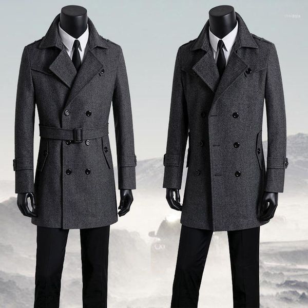 

arrival fashion double breasted coat slim male thick adjustable waist autumn winter super large plus size sml-7xl8xl9xl10xl1, Black