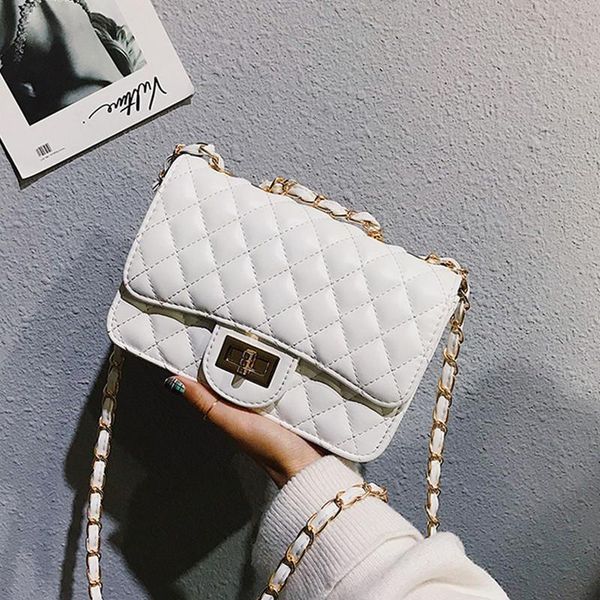 

evening bags 2021 small square bag chain lingge women shoulder ladies white crossbody pu leather flap handbag