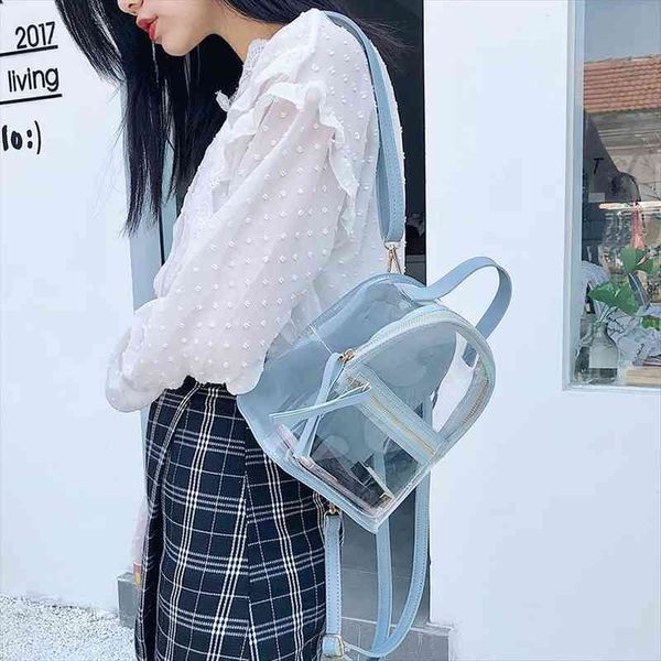 

transparent backpack women fashion female school bag for teenage girl casual waterproof pvc travel mochila