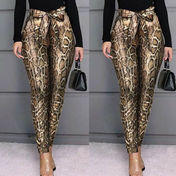 

women's pants & capris women stretch work slim fit professional trousers snake skin hip push up skinny tight high waist bow-knot pencil, Black;white