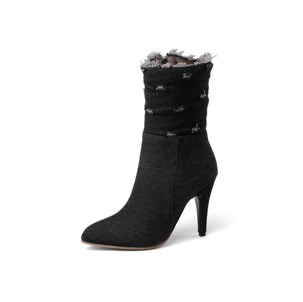 

boots big size canvas women woman winter shoes botas, Black