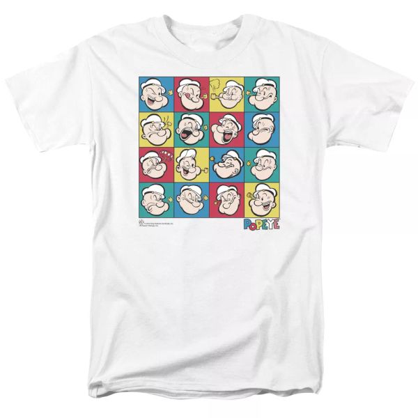 

popeye color block t-shirt sizes s-3x new, White;black