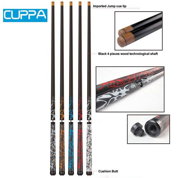 

arrival cuppa brand pool punch & jump cue 5 color china billiard cues