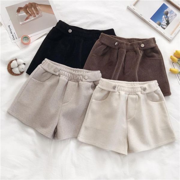 

women's shorts fashion women all-match outerwear high waist girls casual soft korean style elastic wide-leg ladies, White;black