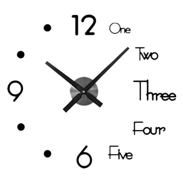 

large wall clock modern design 3d sticker mute home decoration quartz clocks