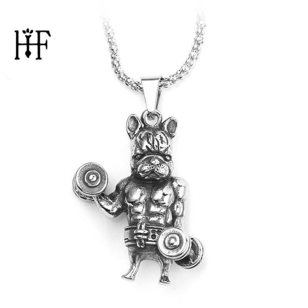 Punk Fitness Muskelhund Anhänger Halsketten Kettenglied für Tierliebhaber Geschenke Frauen Männer Schmuck Hip Hop Gothic Halskette