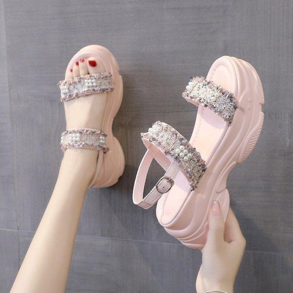 

fashion platform shoes height increasing women student ins tide sandals for, Black