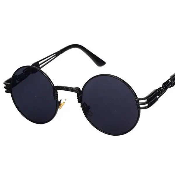 

women classic gothic round steampunk sunglasses, Black