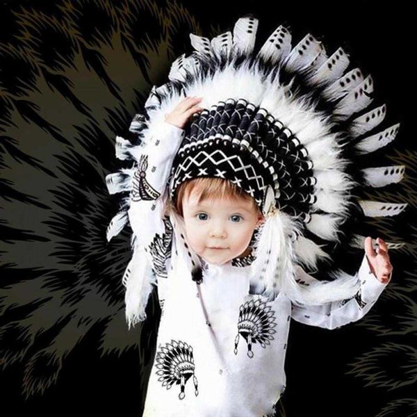 

children indian feather headdrs bonnet hat pgraphy prop halloween headwear party decoration cosplay