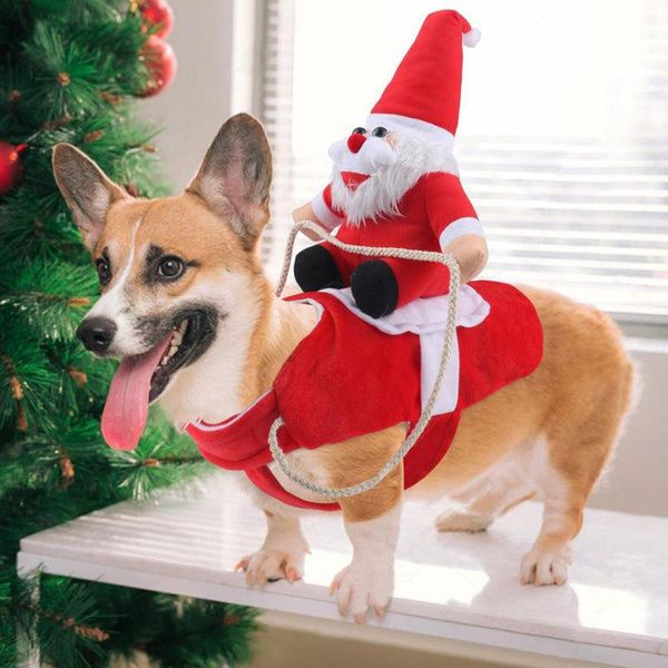 

dog apparel pet christmas clothes santa claus riding deer jacket coat costume small