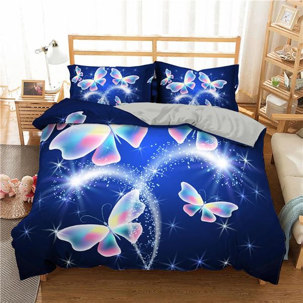 

bedding sets homesky flying butterfly set glowing comforter cover  king size animal bed quilt 2/3pcs