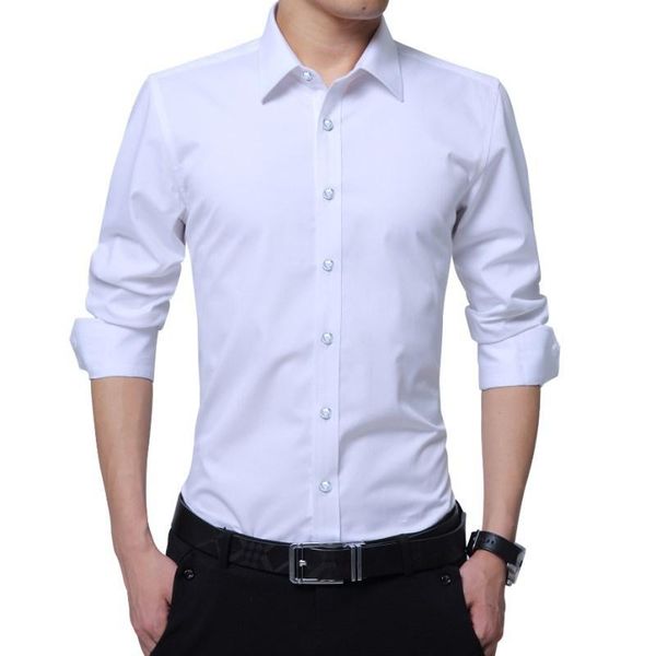 

men's casual shirts cotton long sleeve shirt in solid color, White;black