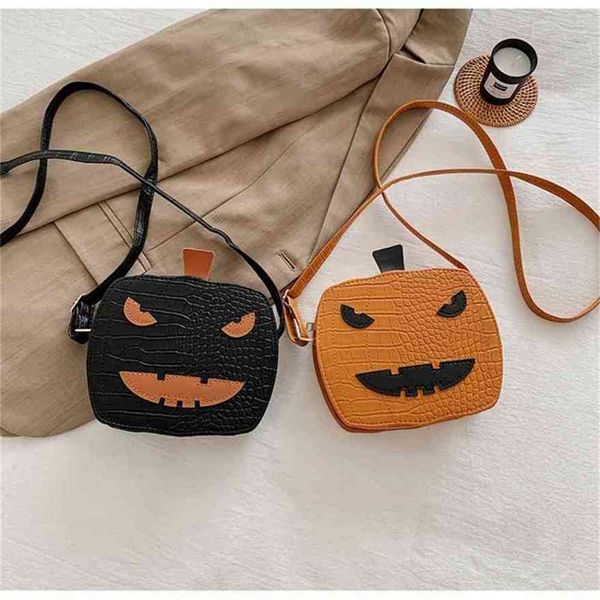 

2021 halloween pumpkin bag kids boys girls pu leather backpack cartoon purses crossbody fanny packs travel sports outdoor shoulder bag party, White