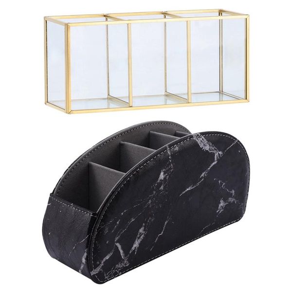 

storage boxes & bins nordic gold grid glass flip modern cosmetics box with remote control holder by connected essentials - organizer
