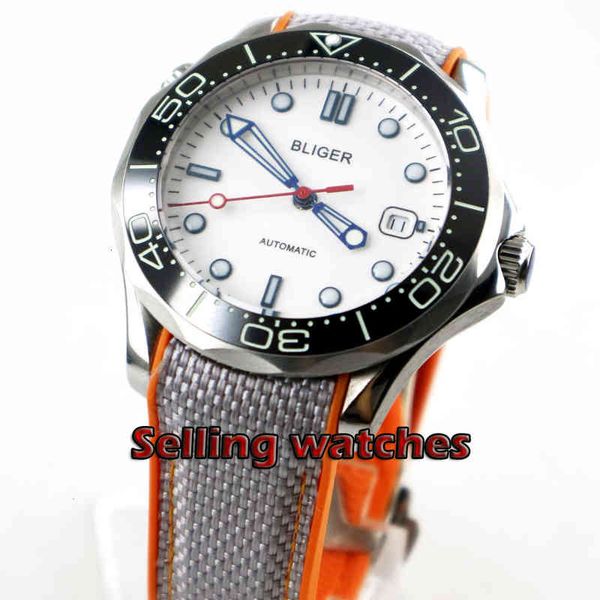 

plate 41mm marker flash white rubber tape ceramic seal sapphire glass date mechanical automatic human watch, Slivery;brown