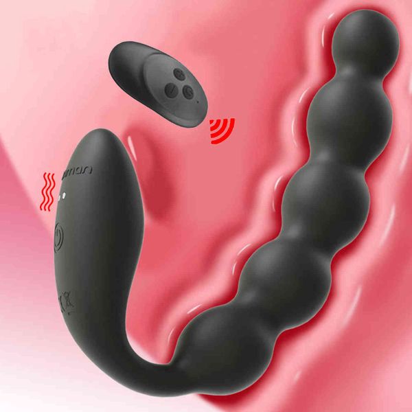 NXY Vibratore Dual Motors Perline anali Butt Plug per uomo Masturbatore maschile Massaggiatore prostatico ano Dildo Giocattoli adulti per donne Gay 1122