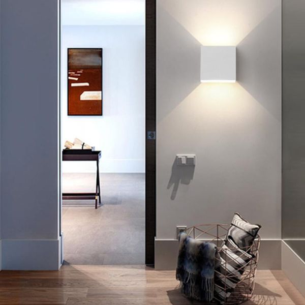

wall lamp cube cob led 7w 85-265v indoor lighting modern home decoration sconce aluminum for bath corridor