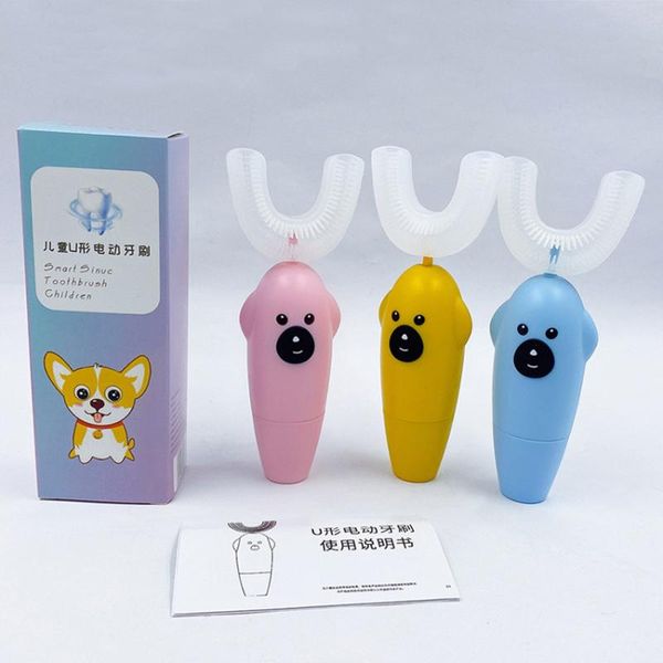 

smart electric toothbrush kids toothbrush, u shaped ultrasonic automatic cute cartoon children's battery powered