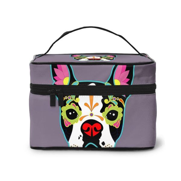 

cosmetic bags & cases women's travel organization beauty make up storage lady wash day of the dead dog heads handbag pouch