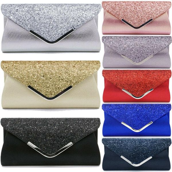 

ladies wedding party chain purse evening bag us stock women glitter shimmer clutch bags