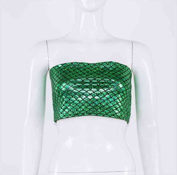 

summer crop women cami green strapless cropped fashion stretch bandeau tank party mermaid skin print bra camis, White