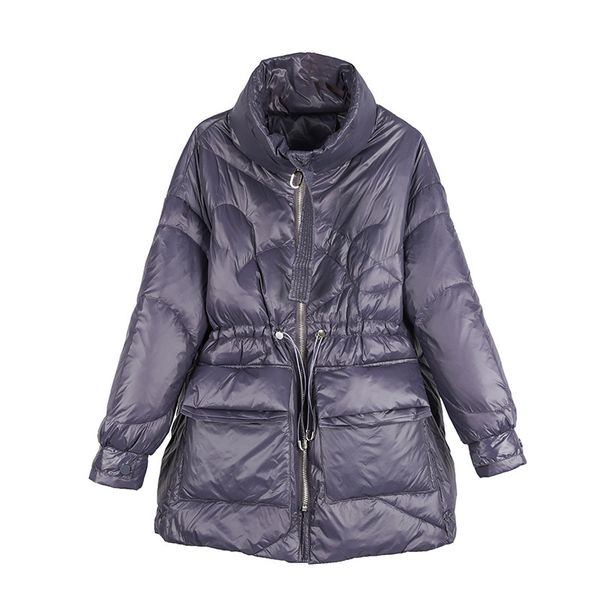 

winter pure lightweight down jackets women thick warm batwing long sleeve loose doudoune pockets ultra light duck down jackets 210521, Black