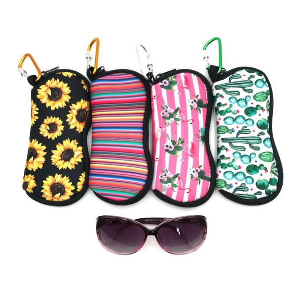 

gift wrap 1pcs sunglasses soft case ultra light neoprene zipper eyeglass with carabiner
