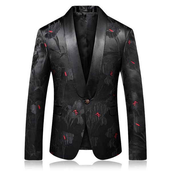 

[white background] long-term do goods slim fit korean-style flower suit high-end formal dress set men's marriage coat suits & blazers, White;black