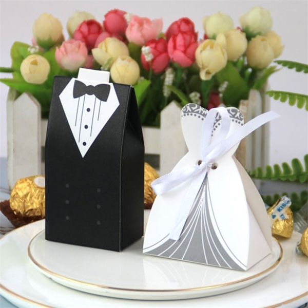 50/100 pcs noiva e noivo casamento favor e presentes saco caixa de doces diy com fita decoração casamento souvenirs festa material 210724