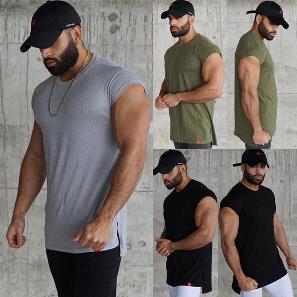 

men' tank 2021 summer mens cotton blends muscle sleeveless bodybuilding running sport fitness soft vest tee plus size m-2xl, White;black