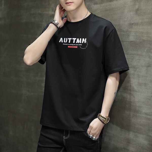 

rh2 short sleeve t-shirt men's 2021 summerkorean fashion youth loose comfortable casual pullovermen's t-shirts) pulloverpullover 9, White;black