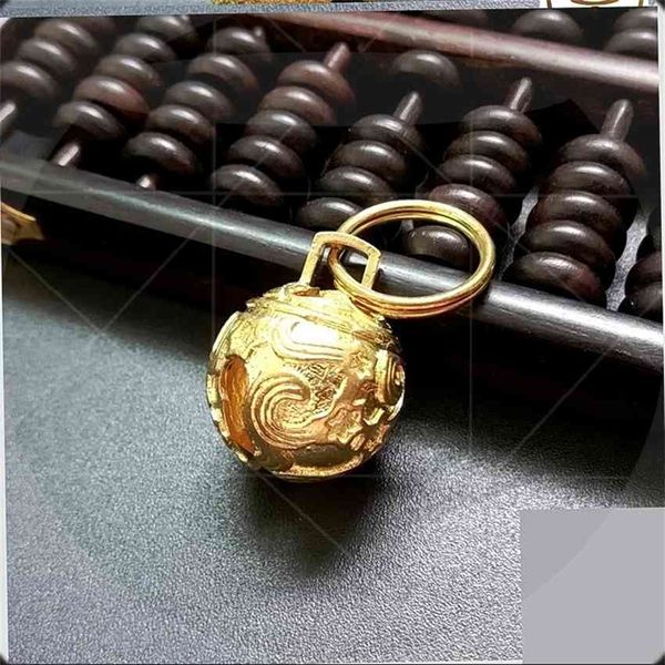 

copper small size pet brass bell gold teddy tag pendant dog jewelry jl51