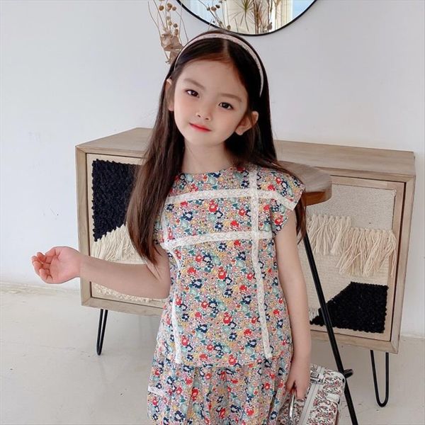 

pre girls t shirts for spring products, customized printed fabrics, beautiful floral pattern, Blue