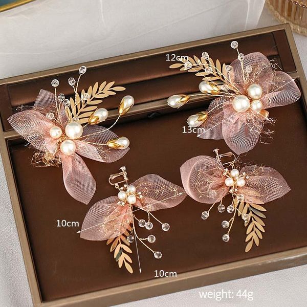

earrings & necklace forseven vintage handmade rhinestone silk flower headband women hair clips hairpin set wedding bridal headdress jl, Silver