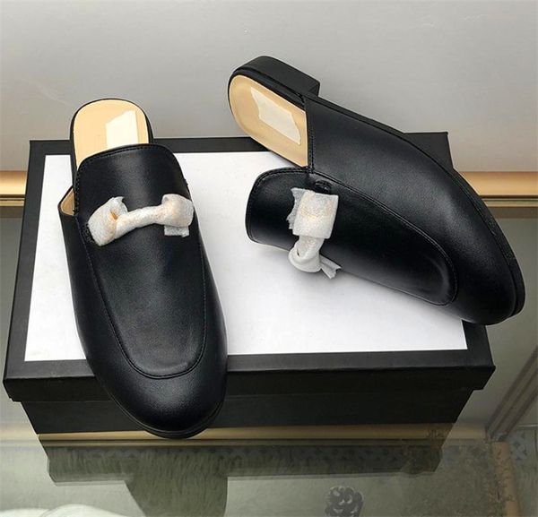 

designer casual shoes luxury women summer lace velvet slippers princetown leather mules loafers flats with box, Black