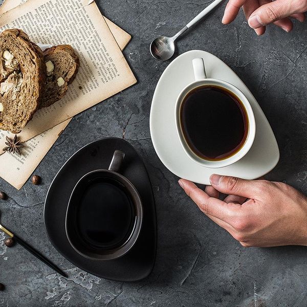 

mugs creative irregular coffee cup set minimalist utensils mug with saucer afternoon tea milk gift