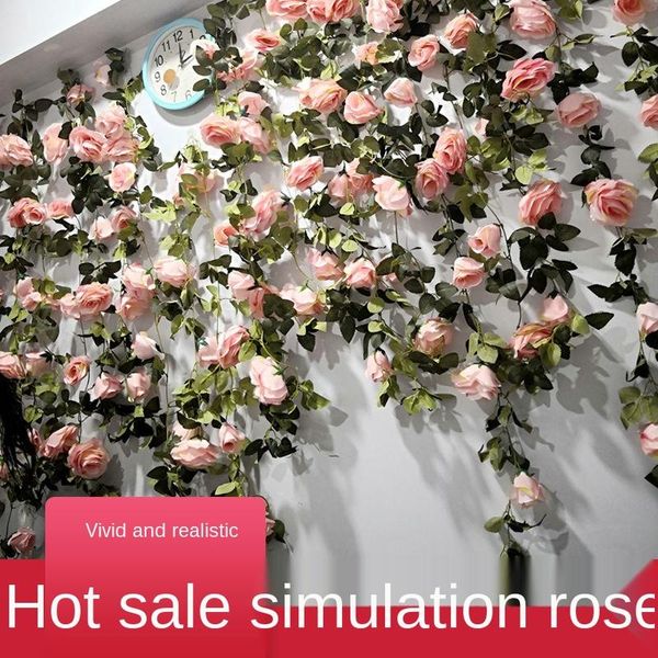 

decorative flowers & wreaths vines room decor hanging fake plant widding artificial roses sliving shelter decoration vine plants garden wall