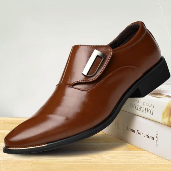 

dress shoes large size men's casual trendy formal wear one-pedal leather british korean style pointed toe 2021, Black