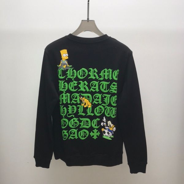 

hoodless ch crowe round autumn neck sweater men's cross sanskrit foam printing tide card, Black