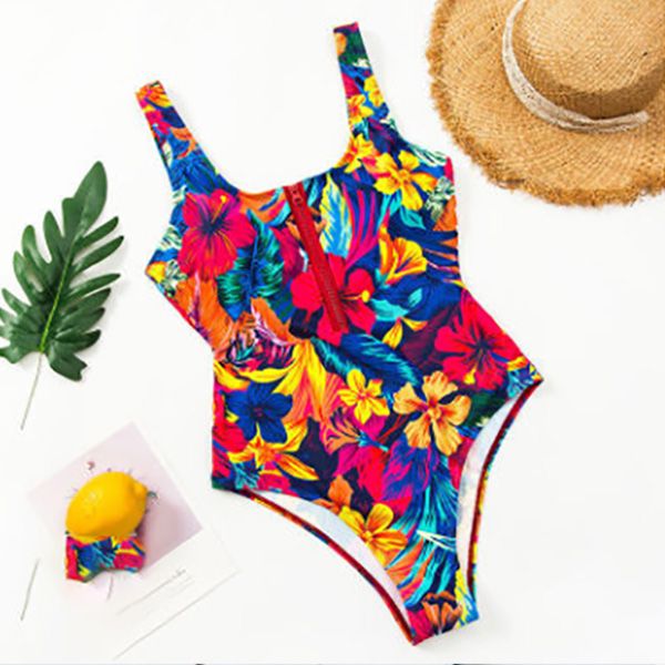 

2021 women's fishion swimsuit womens bikini one piece swimwear multicolor printing conservative comfortable slim fit, White;black