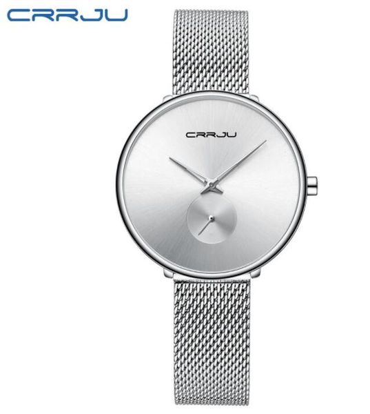 Heißer verkäufer Top Luxus Marke CRRJU Frauen Uhr Stilvolle Einfache Damen Täglichen Kleid Mesh Armbanduhr Mode Wasterproof Quarz Weiblichen Uhr